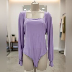 NWT Fashion Nova Lilac Square Neck Long Sleeve Bodysuit XL